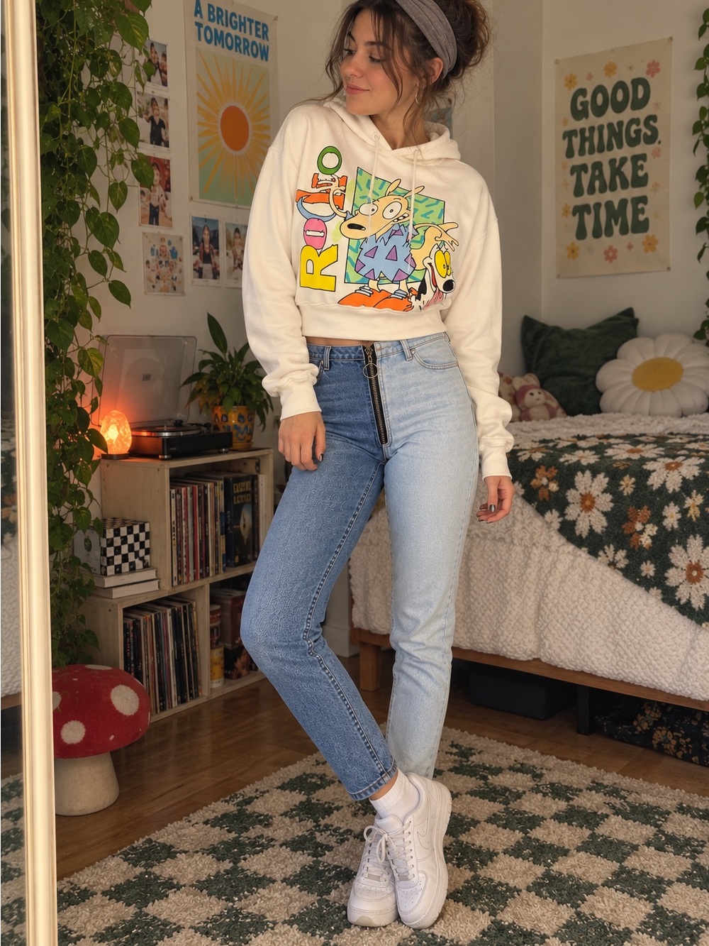 Y2K Rocko’s Modern Life Hoodie + REVICE Yin Yang High Rise Jeans